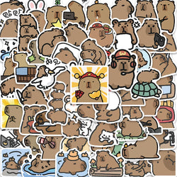 62PCS Cute Capybara PVC Stickers Decorative DIY Phone Scrapbook Decals (ONLINE ORDER ONLY)