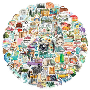 10/50/100pcs Outdoor Hiking Camping Stickers Travel Decals DIY Skateboard Phone Laptop Car Luggage Bike Cool Waterproof Sticker (ONLINE ORDER ONLY)