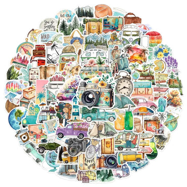 10/50/100pcs Outdoor Hiking Camping Stickers Travel Decals DIY Skateboard Phone Laptop Car Luggage Bike Cool Waterproof Sticker (ONLINE ORDER ONLY)