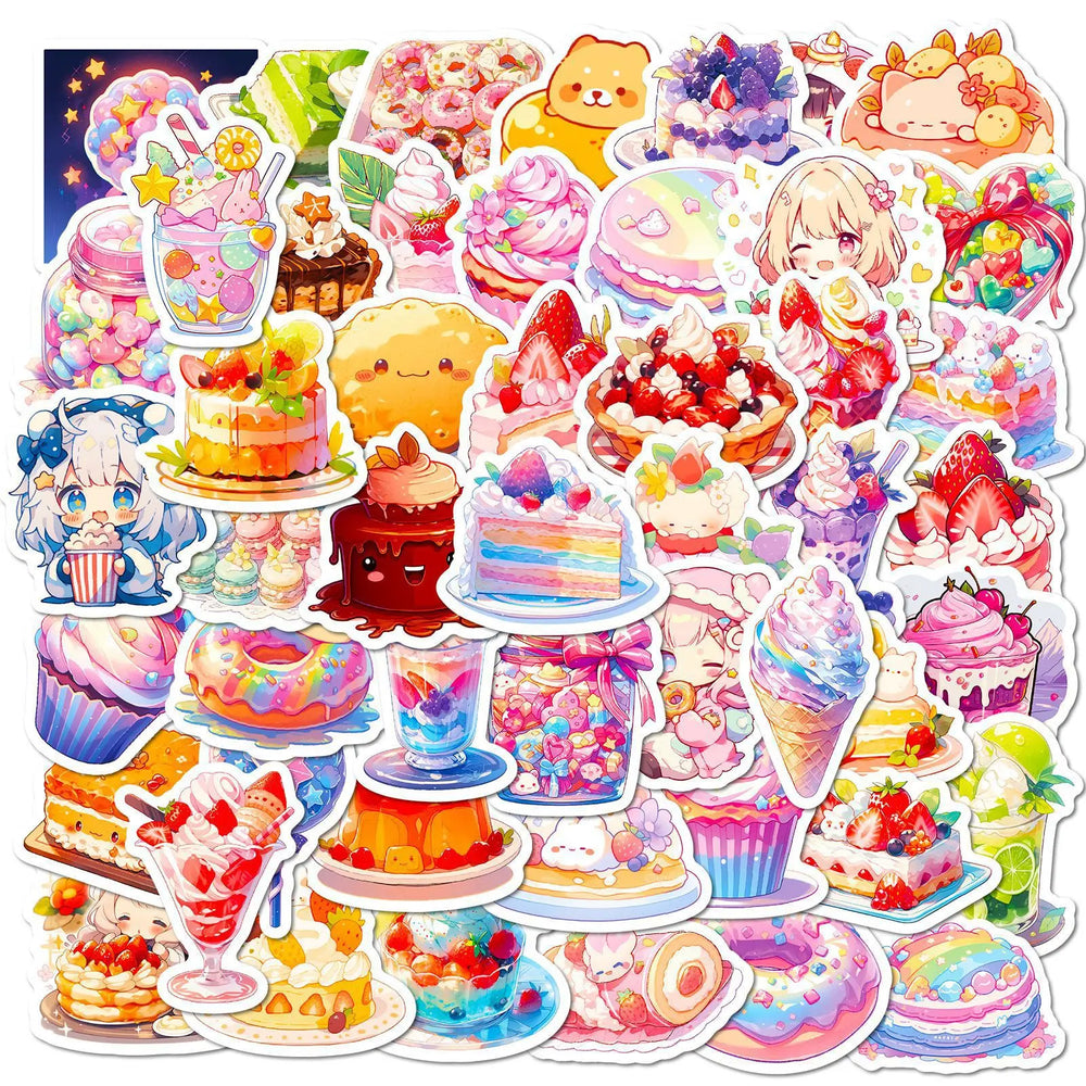 50pcs Cute Dessert Graffiti Stickers for Helmet, Wall, DIY Decoration (ONLINE ORDER ONLY)