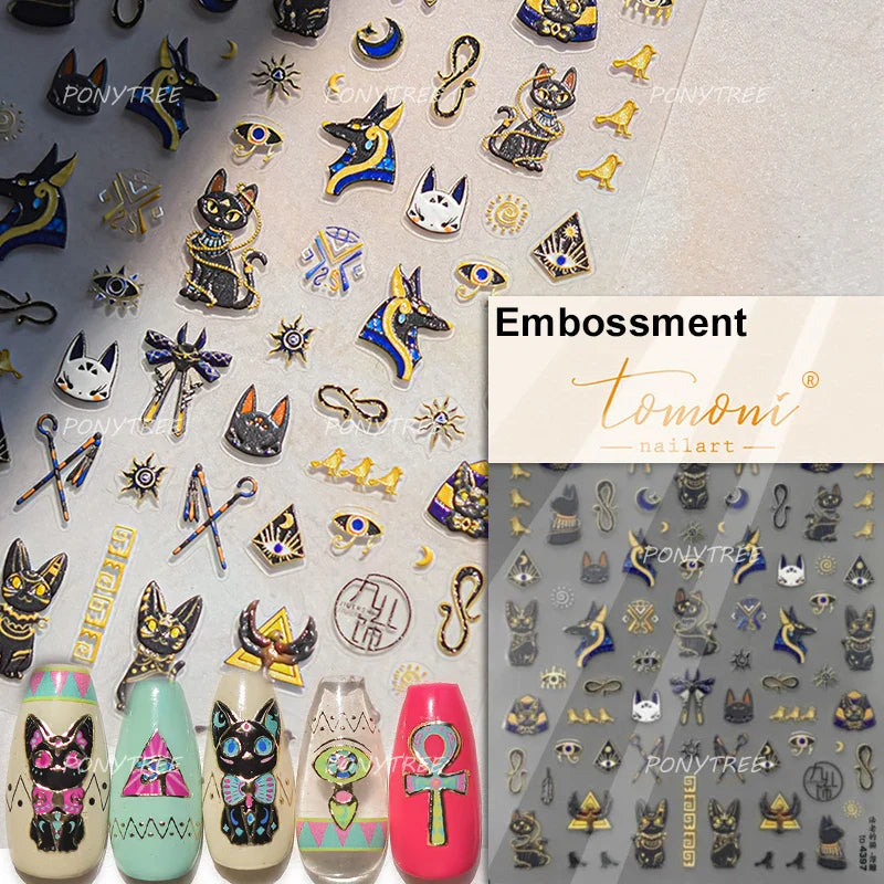 Glitter Star Snake Moon Darkness Eye Love Heart Crown Sword Self Adhesive Nail Art Stickers Punk Jelly Angel Wing Manicure Decal (ONLINE ORDER ONLY)