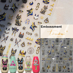Mysterious Egyptian Cat Totem Eye Symbol Black Pharaoh Kitty Paw Sun Self Adhesive Nail Art Stickers Manicure Decals Wholesale (Online Order Only)