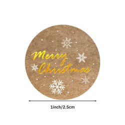100-500Pcs Round Merry Christmas Stickers Seal Labels 1inch Golden Word Label For Christmas Gift Decorate Sticker (Online Order Only)
