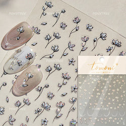 Retro Mini Flower Vintage Leaves Hot Stamping Petal Daisy Delicate Chic Self Adhesive Nail Art Stickers Manicure Decal Wholesale (ONLINE ORDER ONLY)