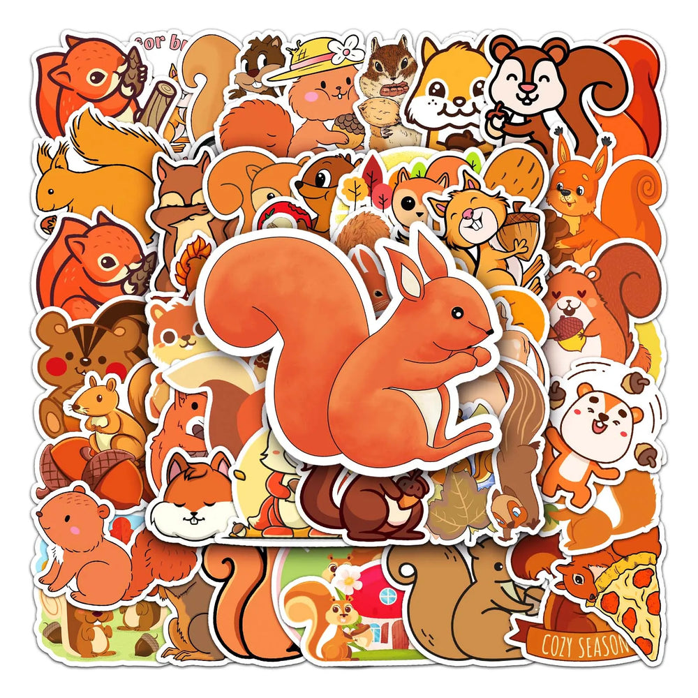 50Pcs Squirrel Cartoon Waterproof Vinyl Stickers for Skateboard Snowboard (Online Order Only)