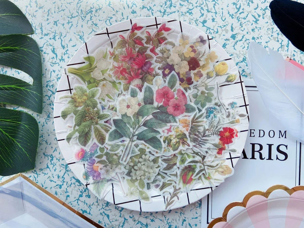 Floral Washi Planner Sticker, Decorative Adhesive  Craft Scrapbooking  Set for Diary, Album Journal, 60 PCS (ONLINE ORDER ONLY)
