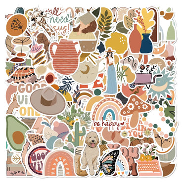10/30/50PCS Bohemian Art Graffiti Stickers Decoration DIY Toy PVC Notebook Album Phone Laptop Car Kids Sticker Cute Decals Gift (ONLINE ORDER ONLY)