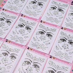 12Pcs 3D Stickers On The Face Rhinestone Makeup Bright Face Art Sticker Girl's Temporary Tattoo Rhinestone For Strasse Makeup &* (Online Order Only)