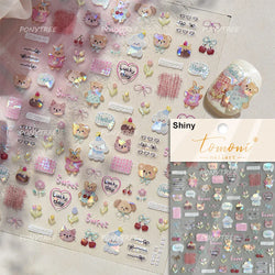 Lovely Animals Cat Dog Bear Party Puppy Kitten Cake Bowknot Flower Love Heart Lace Gird Adhesive Nail Art Sticker Manicure Decal (ONLINE ORDER ONLY)