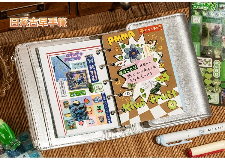 6Pcs/lot Cute Retro Y2K Die-cut Flash Stickers Decorative Stickers for Scrapbooking DIY Phone Case Decoration Collage Material (ONLINE ORDER ONLY)