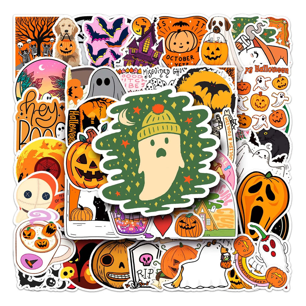 50Pcs Halloween Cartoon Waterproof Vinyl Stickers for Skateboard Snowboard (Online Order Only)