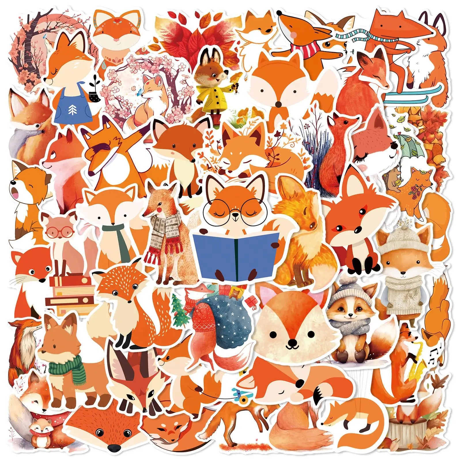 50pcs Cute Fox Graffiti Stickers for Helmet, Wall, DIY Decoration (ONLINE ORDER ONLY)