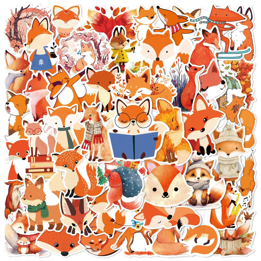 50pcs Cute Fox Graffiti Stickers for Helmet, Wall, DIY Decoration (ONLINE ORDER ONLY)