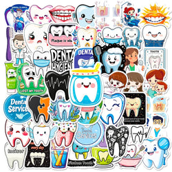 Cute Dentist Tooth Cartoon Stickers for Kids - 10/30/50pcs Laptop Notebook Suitcase Decoration (ONLINE ORDER ONLY)