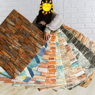 38.5X35cm 3D DIY Foam Self-adhesive Retro Brick Pattern Wallpaper Waterproof Wall Stickers Room Decor Home Decoration (ONLINE ORDER ONLY)