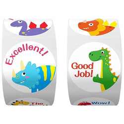100-500pcs Cute Dinosaur Pattern Reward Encouragement Sticker Roll for Kids Motivational Stickers with Cute Animals for Students (ONLINE ORDER ONLY)