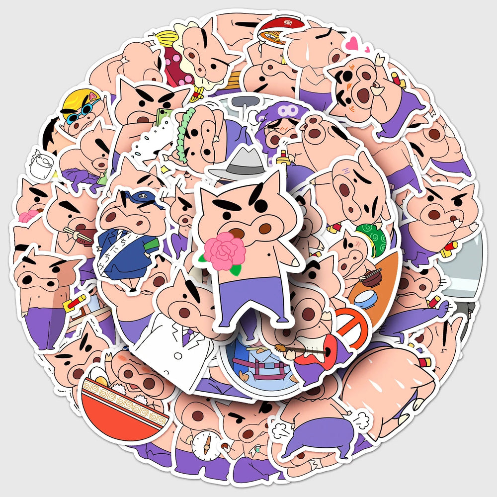 50Pcs Pig Guard Gate Cartoon Waterproof Vinyl Stickers for Skateboard Snowboard Decals (Online Order Only)