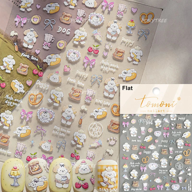 Lovely Animals Cat Dog Bear Party Puppy Kitten Cake Bowknot Flower Love Heart Lace Gird Adhesive Nail Art Sticker Manicure Decal (ONLINE ORDER ONLY)