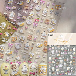 Cute Cat Cherry Sweet Cake Dog Butter Cookie Coffee Strawberry Jam Ice Cream Adhesive Nail Art Decoration Sticker Manicure Decal (Online Order Only)