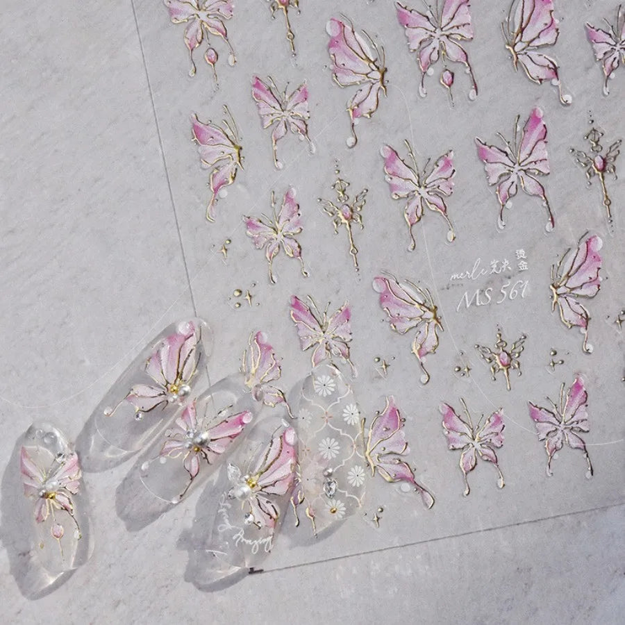 5D Glitter Butterfly Nail Stickers Aurora Charms DIY Manicure Decals (ONLINE ORDER ONLY)