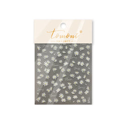 Cute Beige Yellow Pristine Fresh Daisy Flower 5D Shiny Soft Embossed Relief Charm Self Adhesive Nail Art Stickers Manicure Decal (ONLINE ORDER ONLY)