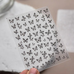 Charming Beautiful Black White Small Butterfly Flower Petal Love Heart Bowknot 5D Self Adhesive Nail Art Sticker Manicure Decals (Online Order Only)