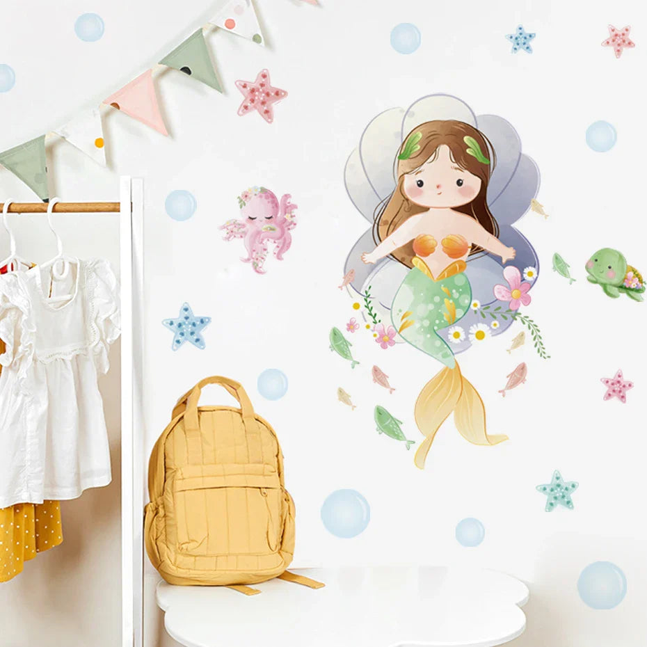 Mermaid Wall Sticker Kids Room Decoration Bedroom Nursery DIY Wallpaper (ONLINE ORDER ONLY)