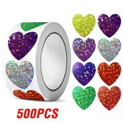 100-500pcs Holographic Color Gold Heart-shaped Stickers Kids Reward Stickers Labels For Wall Crafts Classroom Teachers Supplies (ONLINE ORDER ONLY)