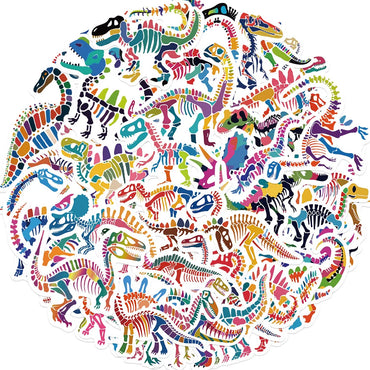 10/50pcs Cute Colorful Dinosaur Fossil Skull Stickers DIY Scrapbook Skateboard Fridge Luggage Notebook Diary Graffiti Sticker (ONLINE ORDER ONLY)
