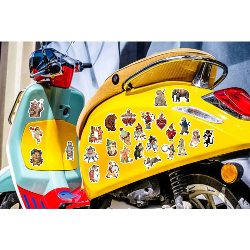 50PCS Vintage Circus Stickers Acrobatics Clown Retro Art Funny Aesthetic Graffiti Decals Scrapbook Laptop Bottle Sticker Gift (ONLINE ORDER ONLY)