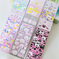 6/8pcs Kawaii Ribbon Rabbit Decorative Sticker Set Girls Scrapbooking Idol Card DIY Diary Album Collage Material Korean Stickers (ONLINE ORDER ONLY)