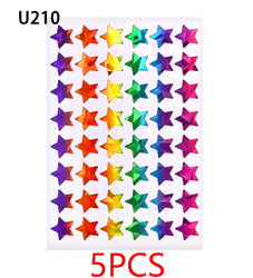 5 Pages Laser Gold Foil Self-adhesive Star Round Heart-shaped Stickers Reward Chart Decorative Children Toy Gifts Sticker Labels (ONLINE ORDER ONLY)