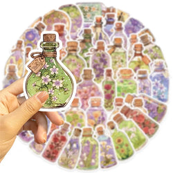 10/30/50PCS Kawaii Flower Bottle PVC Sticky Sticker Aesthetic Children's Stationery DIY Decoration Scrapbooking School Supplies (Online Order Only)