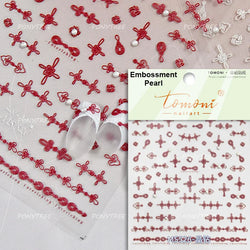White Pearl Various Bowknot Line Tassel Tender Ribbon Arc Charming Self Adhesive Nail Art Decorations Stickers Manicure Decals (ONLINE ORDER ONLY)