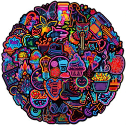 Neon Cartoon Graffiti Stickers Pack for Car, Guitar, Motorcycle, Suitcase, DIY Toy Gift (ONLINE ORDER ONLY)