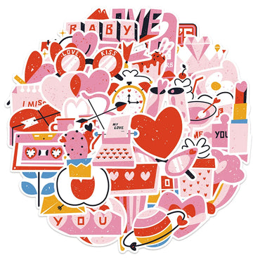 10/30/50PCS Cartoon Pink Love Stickers Valentine's Day Cute Decals PVC Waterproof Skateboard Laptop Phone Car Sticker For Kids (ONLINE ORDER ONLY)