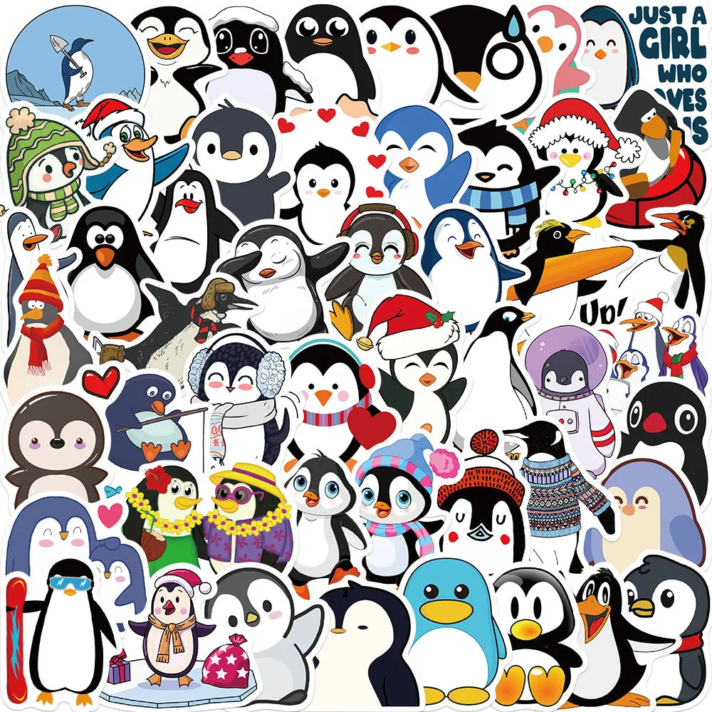 Creative Cartoon Penguin Stickers for Helmet, Desktop, Wall Decoration (ONLINE ORDER ONLY)