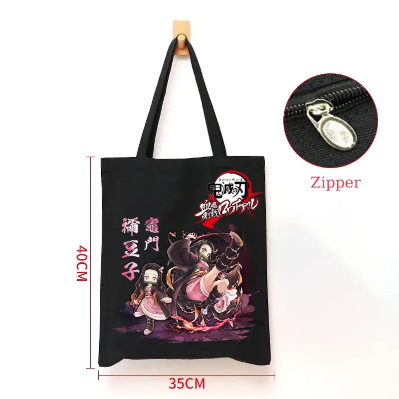 Demon Slayer Canvas Bag: Nezuko & Tanjiro Zipper Tote (ONLINE ORDER ONLY)