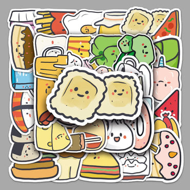 10/50Pcs Cartoon Gourmet Food Graffiti Stickers for Luggage Laptop Skateboard Notebook Stickers Children Toys Wholesale (ONLINE ORDER ONLY)