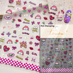 Lovely Bowknot Flower Shiny Star Love Heart Vibrant and Lively Tulip Moon Self Adhesive Nail Art Stickers Relief Manicure Decals (ONLINE ORDER ONLY)