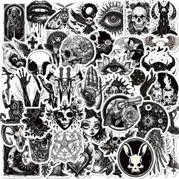 10/30/50PCS Gothic Skull Eyes Sticky PVC Sticker Aesthetic DIY Decoration Scrapbooking Hand Accounting Supplies for Kids (Online Order Only)