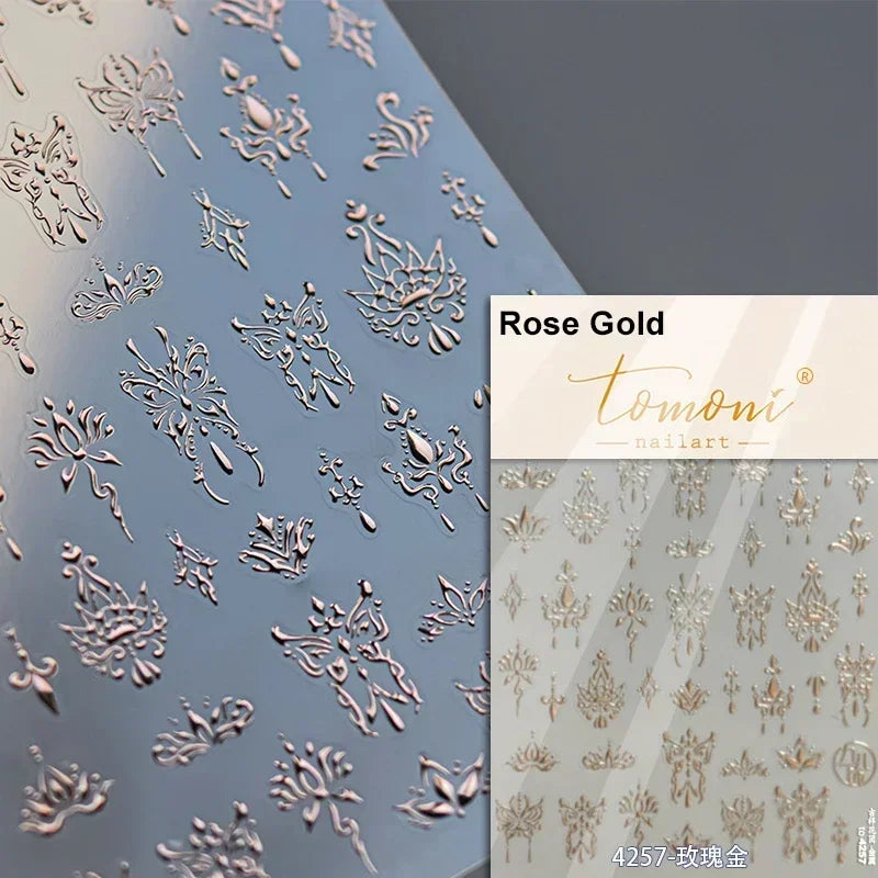 Butterfly Rose Laser Jelly Hot Stamping Lace Letter Flower Love Heart Bowknot 5D Self Adhesive Nail Art Stickers Manicure Decals (ONLINE ORDER ONLY)