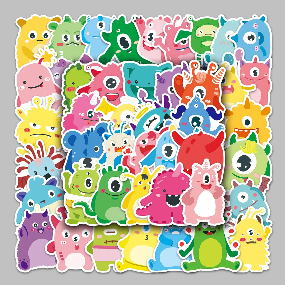50pcs Cartoon Monster Graffiti Stickers for Helmet, Wall, DIY Decoration Wholesale (Online Order Only)