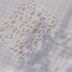 Retro Border Colourful Pink Purple Tulip Flower Bouquet Garden Fragrant 5D Soft Relief Adhesive Nail Art Sticker Manicure Decals (ONLINE ORDER ONLY)
