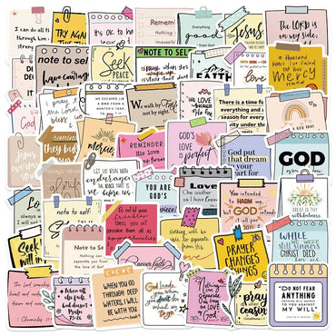 10/50pcs Cute Motivational Jesus Bible Christian Words Stickers Inspirational Decals Student Stationery Notebook Diary Sticker (ONLINE ORDER ONLY)