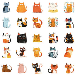 10/30/50PCS Cartoon Japanese Cat PVC Sticky Sticker Aesthetic Stationery DIY Decoration Scrapbooking School Supplies for Kids (ONLINE ORDER ONLY)