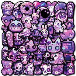10/50pcs Cool Purple Gothic Magic Horror Goth Graffiti Stickers DIY Snowboard Laptop Luggage Cute Halloween Decoration Sticker (Online Order Only)