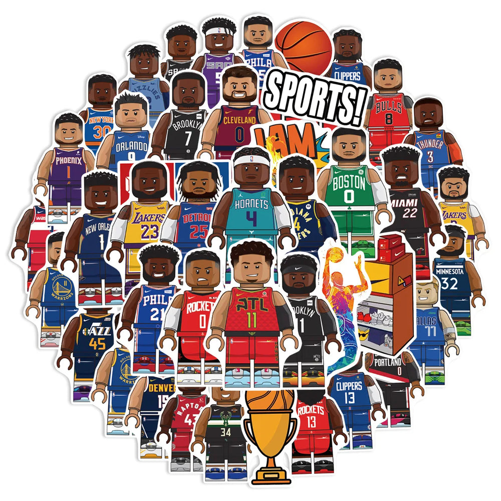 50Pcs Cool Basketball Character Graffiti Stickers Decals DIY Laptop Luggage Skateboard Car Bike Decoration Sticker Toys (ONLINE ORDER ONLY)