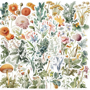 10/30/50PCS Fresh Watercolor Flower PVC Sticker Aesthetic Colorful Decoration Scrapbooking Stationery School Supplies for Kids (ONLINE ORDER ONLY)