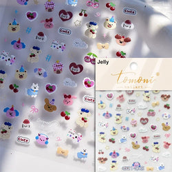 Flat Small Pink Brown Halo Dyeing Love Heart Geometric Leopard Shiny Jelly Chic Embossed Relief Nail Art Stickers Manicure Decal (Online Order Only)